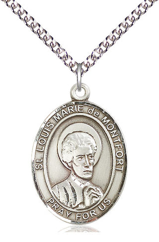 Sterling Silver Saint Louis Marie de Montfort Medal Catholic Jewelry Engraved Catholic Saint Jewelry