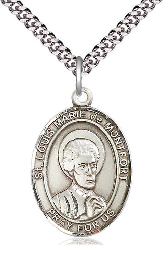 Sterling Silver Saint Louis Marie de Montfort Medal Catholic Jewelry Engraved Catholic Saint Jewelry