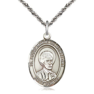 Sterling Silver Saint Louis Marie de Montfort Medal Catholic Jewelry Engraved Catholic Saint Jewelry