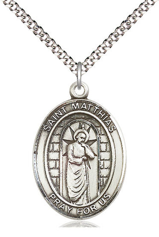 Pewter Saint Matthias the Apostle Medal Catholic Jewelry Engraved Catholic Saint Jewelry