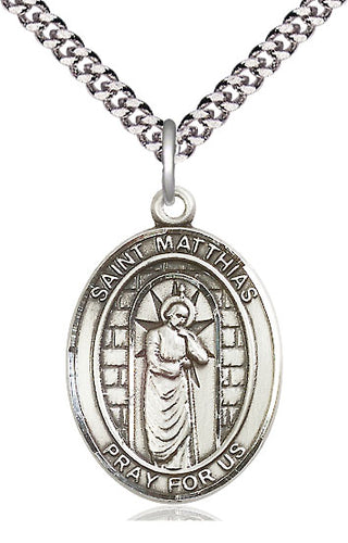 Pewter Saint Matthias the Apostle Medal Catholic Jewelry Engraved Catholic Saint Jewelry