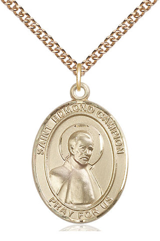 14kt Gold Filled Saint Edmund Campion Medal Catholic Jewelry Engraved Catholic Saint Jewelry