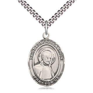 Pewter Saint Edmund Campion Medal Catholic Jewelry Engraved Catholic Saint Jewelry