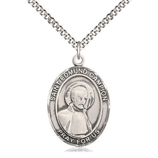 Pewter Saint Edmund Campion Medal Catholic Jewelry Engraved Catholic Saint Jewelry
