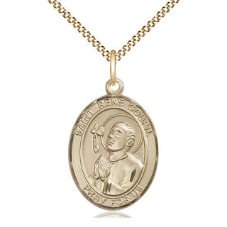 14kt Gold Filled Saint Rene Goupil Medal Catholic Jewelry Engraved Catholic Saint Jewelry