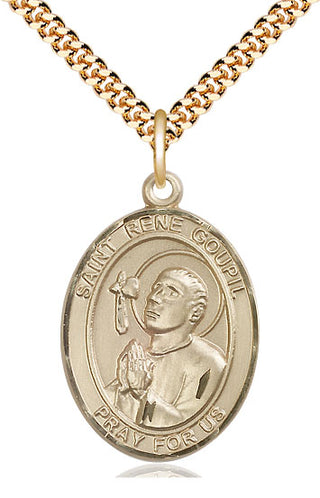 14kt Gold Filled Saint Rene Goupil Medal Catholic Jewelry Engraved Catholic Saint Jewelry