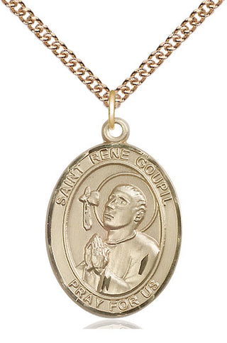 14kt Gold Filled Saint Rene Goupil Medal Catholic Jewelry Engraved Catholic Saint Jewelry