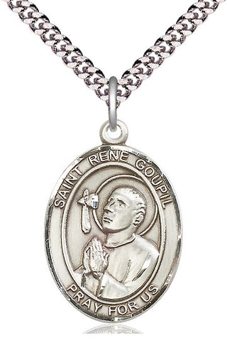 Sterling Silver Saint Rene Goupil Medal Catholic Jewelry Engraved Catholic Saint Jewelry