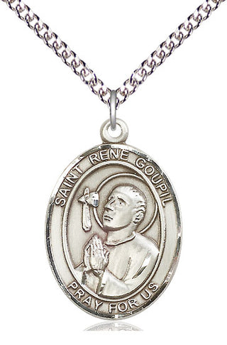 Sterling Silver Saint Rene Goupil Medal Catholic Jewelry Engraved Catholic Saint Jewelry