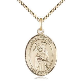 14kt Gold Filled Saint Regina Medal Catholic Jewelry Engraved Catholic Saint Jewelry