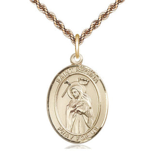 14kt Gold Filled Saint Regina Medal Catholic Jewelry Engraved Catholic Saint Jewelry