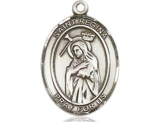 Pewter Saint Regina Medal Engraved Catholic Saint Jewelry