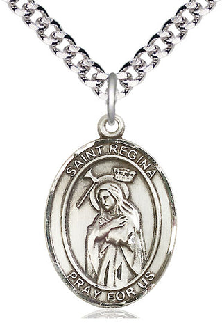 Pewter Saint Regina Medal Catholic Jewelry Engraved Catholic Saint Jewelry