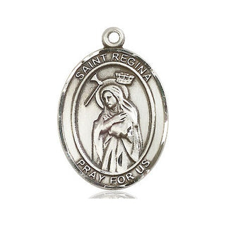 Sterling Silver Saint Regina Medal Catholic Jewelry Engraved Catholic Saint Jewelry