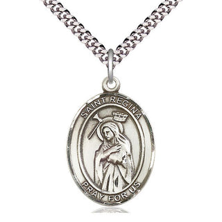 Sterling Silver Saint Regina Medal Catholic Jewelry Engraved Catholic Saint Jewelry