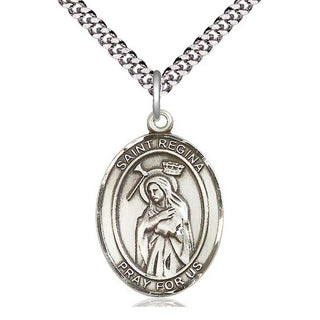 Sterling Silver Saint Regina Medal Catholic Jewelry Engraved Catholic Saint Jewelry