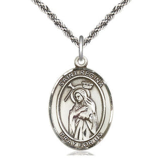 Sterling Silver Saint Regina Medal Catholic Jewelry Engraved Catholic Saint Jewelry