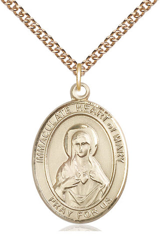 14kt Gold Immaculate Heart of Mary Medal Engraved Catholic Saint Jewelry