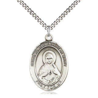 Pewter Immaculate Heart of Mary Medal Catholic Jewelry Engraved Catholic Saint Jewelry