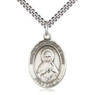 Pewter Immaculate Heart of Mary Medal Catholic Jewelry Engraved Catholic Saint Jewelry