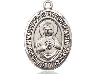 Sterling Silver Corazon Inmaculado de Maria Medal Engraved Catholic Saint Jewelry