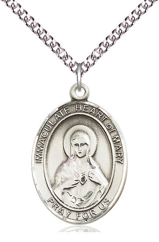 Sterling Silver Immaculate Heart of Mary Medal Catholic Jewelry Engraved Catholic Saint Jewelry