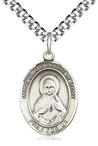 Sterling Silver Immaculate Heart of Mary Medal Catholic Jewelry Engraved Catholic Saint Jewelry
