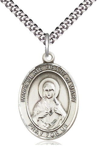 Sterling Silver Immaculate Heart of Mary Medal Catholic Jewelry Engraved Catholic Saint Jewelry