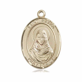 14kt Gold Saint Rafka Medal Engraved Catholic Saint Jewelry