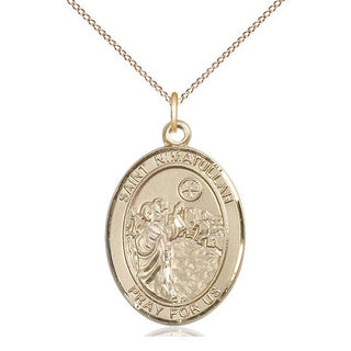 14kt Gold Saint Nimatullah Medal Engraved Catholic Saint Jewelry