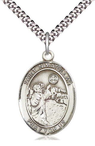 Pewter Saint Nimatullah Medal Catholic Jewelry Engraved Catholic Saint Jewelry