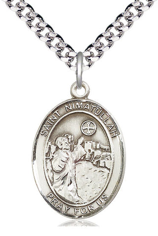 Pewter Saint Nimatullah Medal Catholic Jewelry Engraved Catholic Saint Jewelry