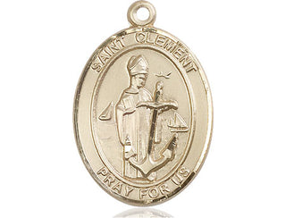 14kt Gold Filled Saint Clement Medal Engraved Catholic Saint Jewelry