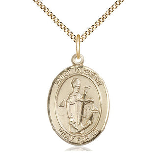 14kt Gold Filled Saint Clement Medal Catholic Jewelry Engraved Catholic Saint Jewelry