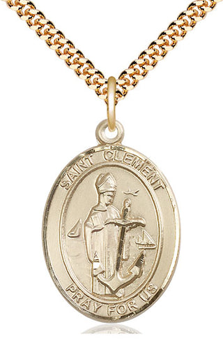 14kt Gold Filled Saint Clement Medal Catholic Jewelry Engraved Catholic Saint Jewelry