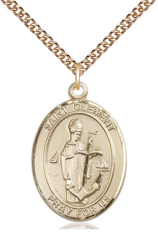 14kt Gold Filled Saint Clement Medal Catholic Jewelry Engraved Catholic Saint Jewelry