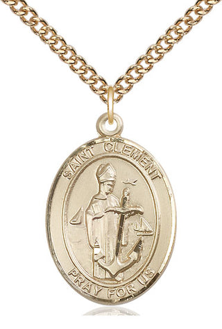 14kt Gold Filled Saint Clement Medal Catholic Jewelry Engraved Catholic Saint Jewelry