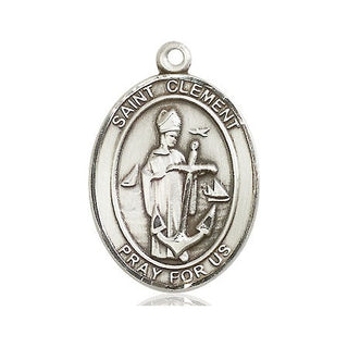 Pewter Saint Clement Medal Engraved Catholic Saint Jewelry