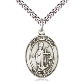 Pewter Saint Clement Medal Catholic Jewelry Engraved Catholic Saint Jewelry