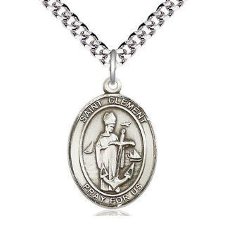 Pewter Saint Clement Medal Catholic Jewelry Engraved Catholic Saint Jewelry