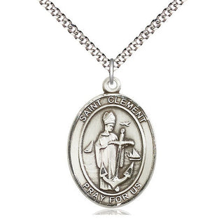 Pewter Saint Clement Medal Catholic Jewelry Engraved Catholic Saint Jewelry