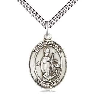 Pewter Saint Clement Medal Catholic Jewelry Engraved Catholic Saint Jewelry