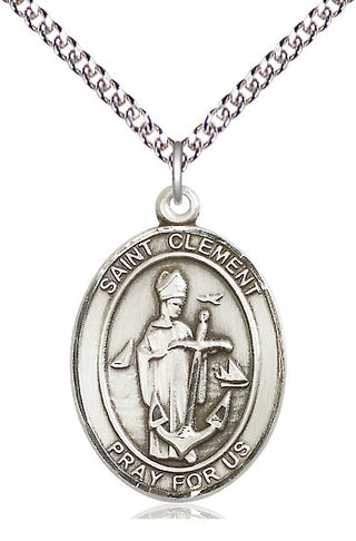 Sterling Silver Saint Clement Medal Catholic Jewelry Engraved Catholic Saint Jewelry
