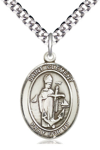 Sterling Silver Saint Clement Medal Catholic Jewelry Engraved Catholic Saint Jewelry