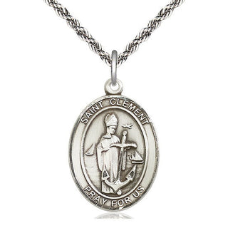 Sterling Silver Saint Clement Medal Catholic Jewelry Engraved Catholic Saint Jewelry
