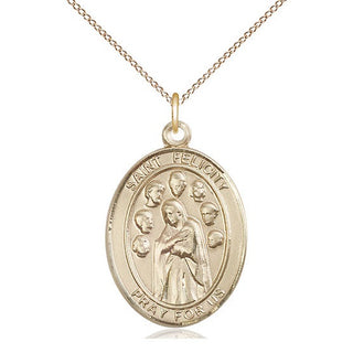 14kt Gold Filled Saint Felicity Medal Catholic Jewelry Engraved Catholic Saint Jewelry