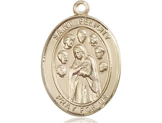 14kt Gold Saint Felicity Medal Engraved Catholic Saint Jewelry