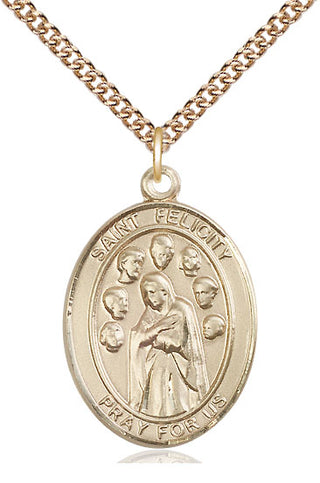 14kt Gold Saint Felicity Medal Engraved Catholic Saint Jewelry