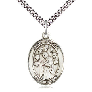Sterling Silver Saint Felicity Medal Catholic Jewelry Engraved Catholic Saint Jewelry