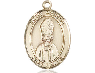 14kt Gold Filled Saint Anselm of Canterbury Medal Engraved Catholic Saint Jewelry